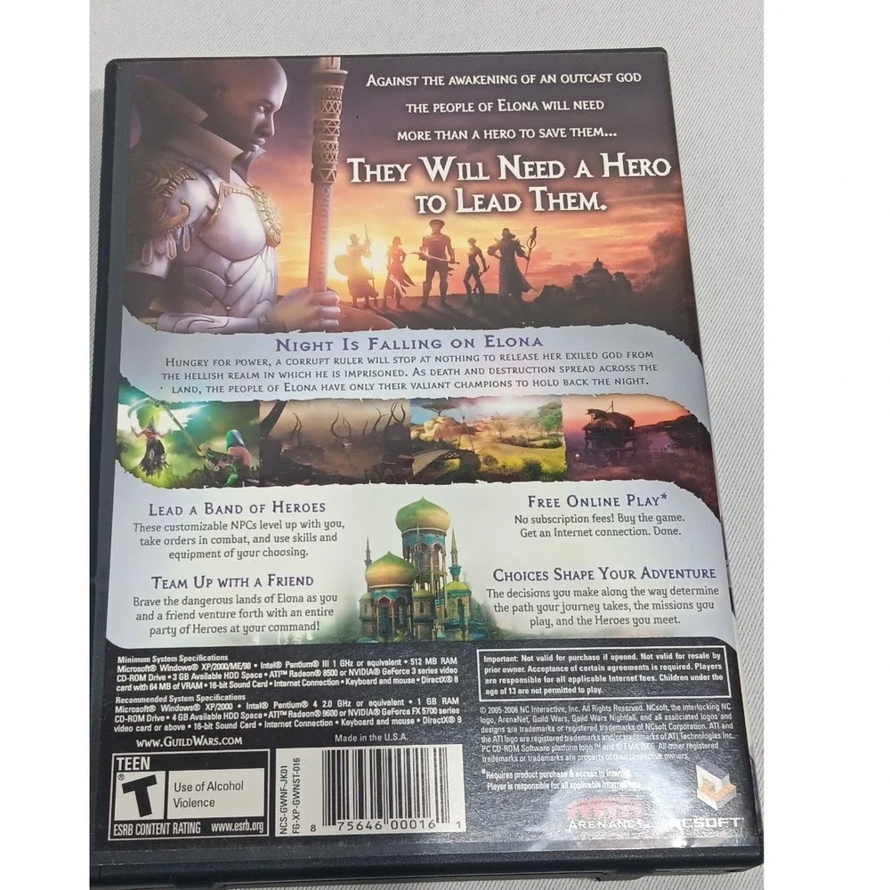 Guild Wars Nightfall PC CD ROM Game Expansion Expansion Pack Complete